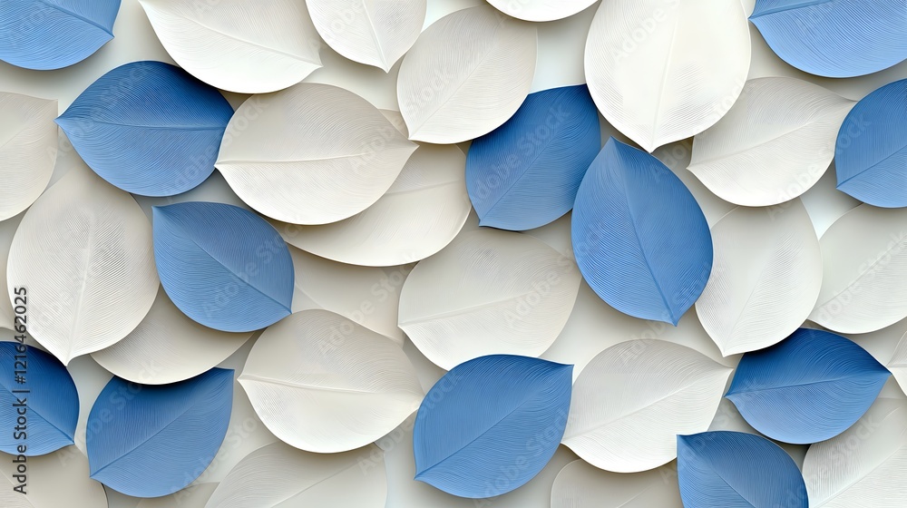 Aufkleber Beautiful seamless decorative pattern featuring abstract 3D leaves with soft gradients and depth perfect for sophisticated design background