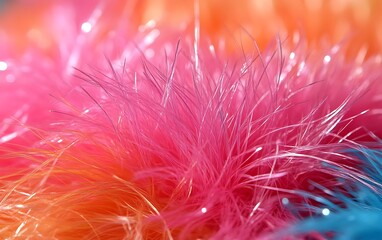 Close-up of colorful, fluffy duster fibers.