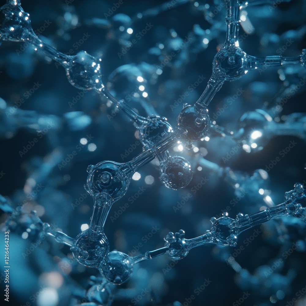 Poster abstract molecular structure: a 3d rendering of interconnected atoms