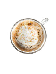 Obraz premium Overhead View of a Creamy Cappuccino Transparent Background, PNG