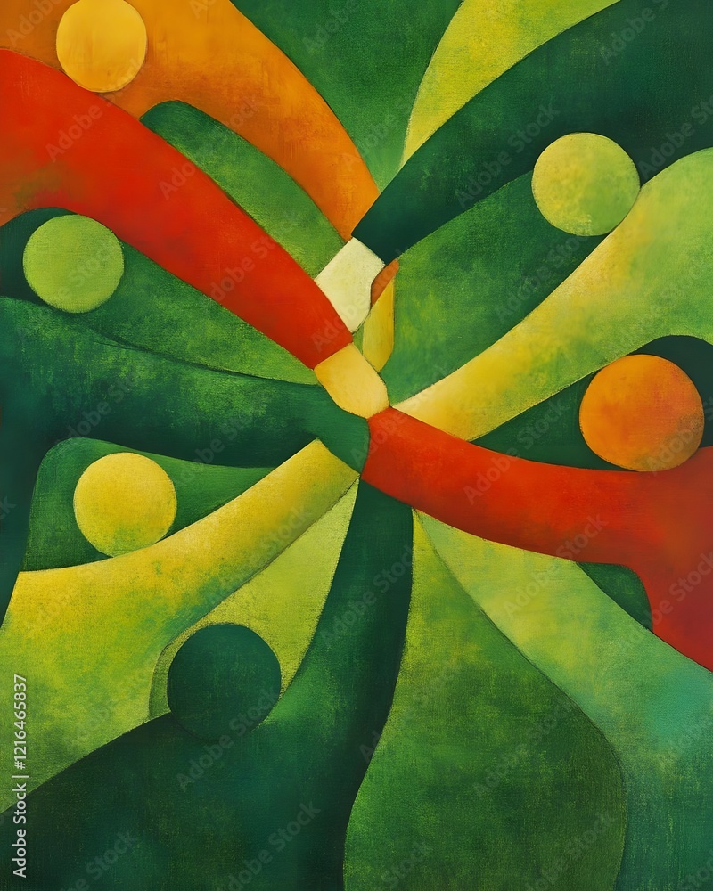 Aufkleber abstract representation of unity and collaboration through intertwined figures in vibrant colors.