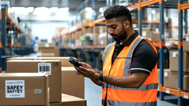 2_Factory Worker Scanning Barcodes on Assembly Line Products