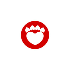 Heart paw print icon isolated on transparent background