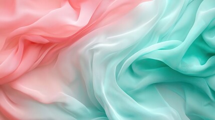 Fototapeta premium Pastel Dream: A Stunning Abstract of Pink and Mint Fabric