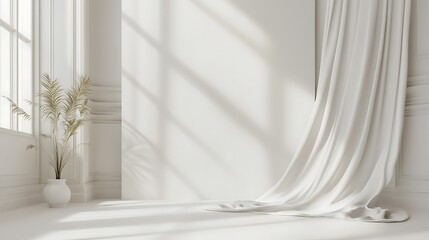 Minimalist White Room Decor Draped Fabric Plant