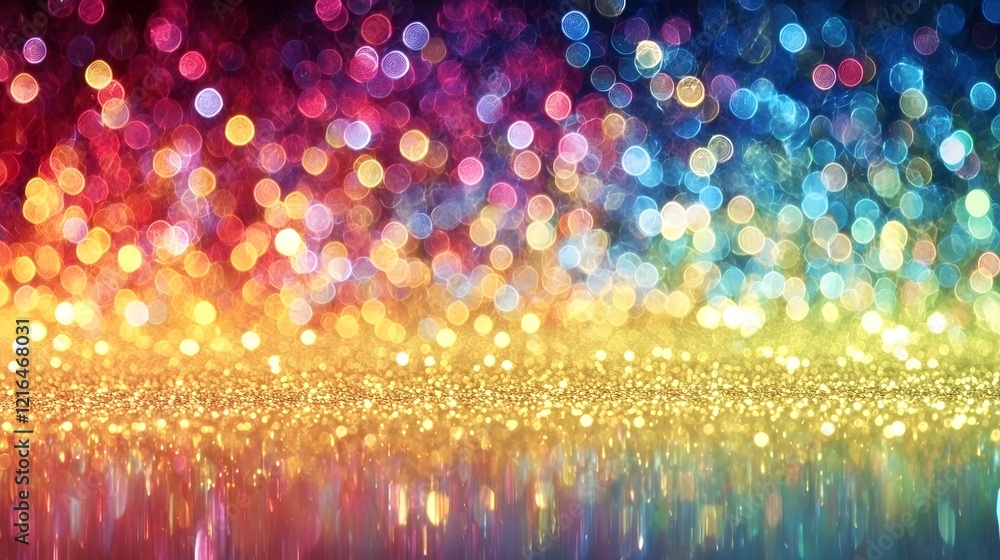 Poster Smooth and radiant rainbow glitter background with soft transitions between colors and subtle reflections creating a glamorous shimmering and captivating visual experience