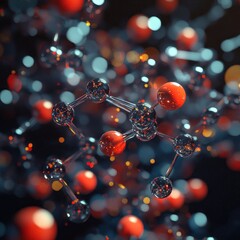 Microscopic Molecular Structure: A 3D Render of Atoms and Bonds