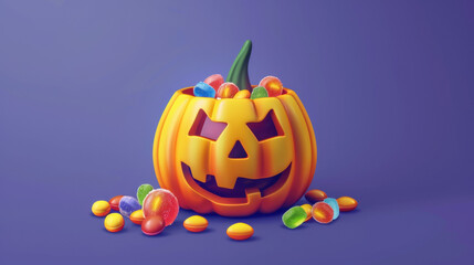Halloween Candy in a Pumpkin Jack-o-Lantern