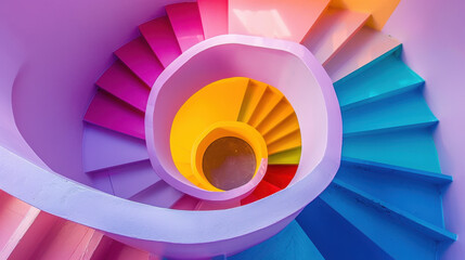 Fototapeta premium Spiral Staircase in Vibrant Colors