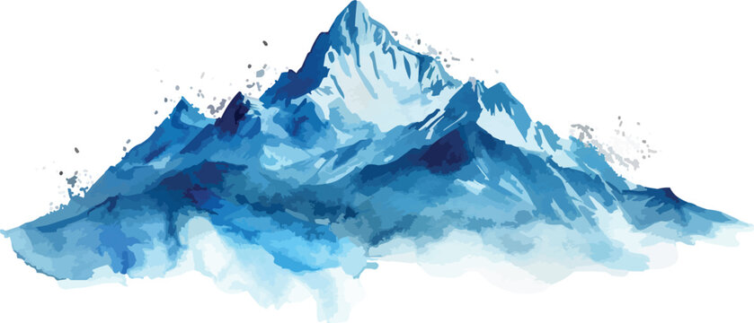 watercolor mountain landscape vector illustration,generative ai