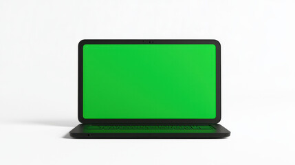 Virtual Reality green screen. Green screen laptop setup for creative projects and gaming