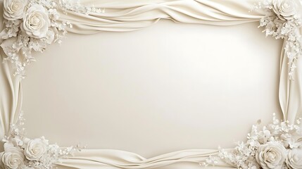 Elegant White Roses and Draped Fabric Frame