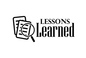 LESSONS LEARNED text on white background	