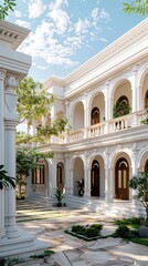 White Greek Revival house architecture  neoclassical gardens