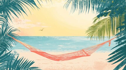 Serene Sunset Hammock Paradise: Tropical Beach Relaxation