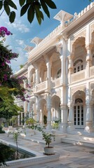 White Greek Revival house architecture  neoclassical gardens