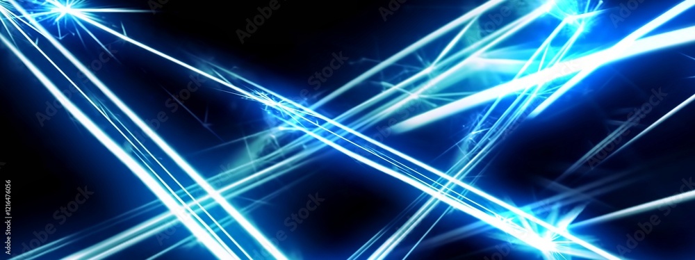 Aufkleber abstract technology background with glowing lines and lights. 3d render illustration