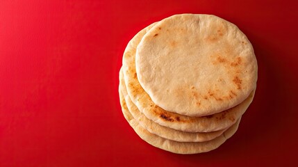 Warm, freshly baked bread stacked on vibrant background, symboli
