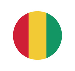 Fototapeta premium Vector Guinea National Flag icon. Round flag of Guinea on White Background.