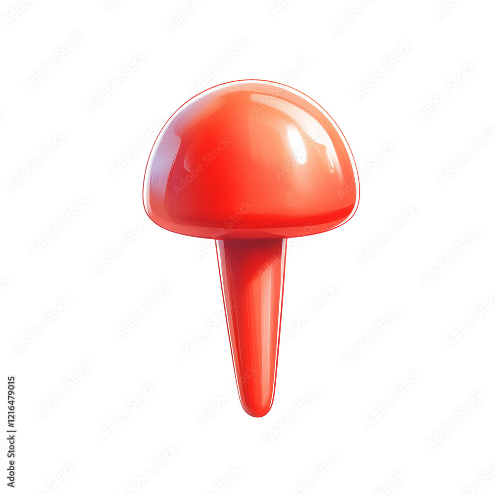 Fototapete a digitally rendered image of a red glossy mushroom shaped object against a black background.