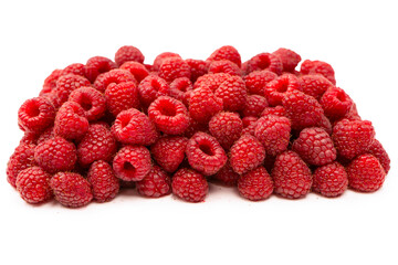 Tasty fresh raspberry isolated on a white background. Top view.