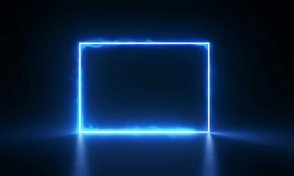 square frame with blue neon light motion, 4k resolution footage, generated ai