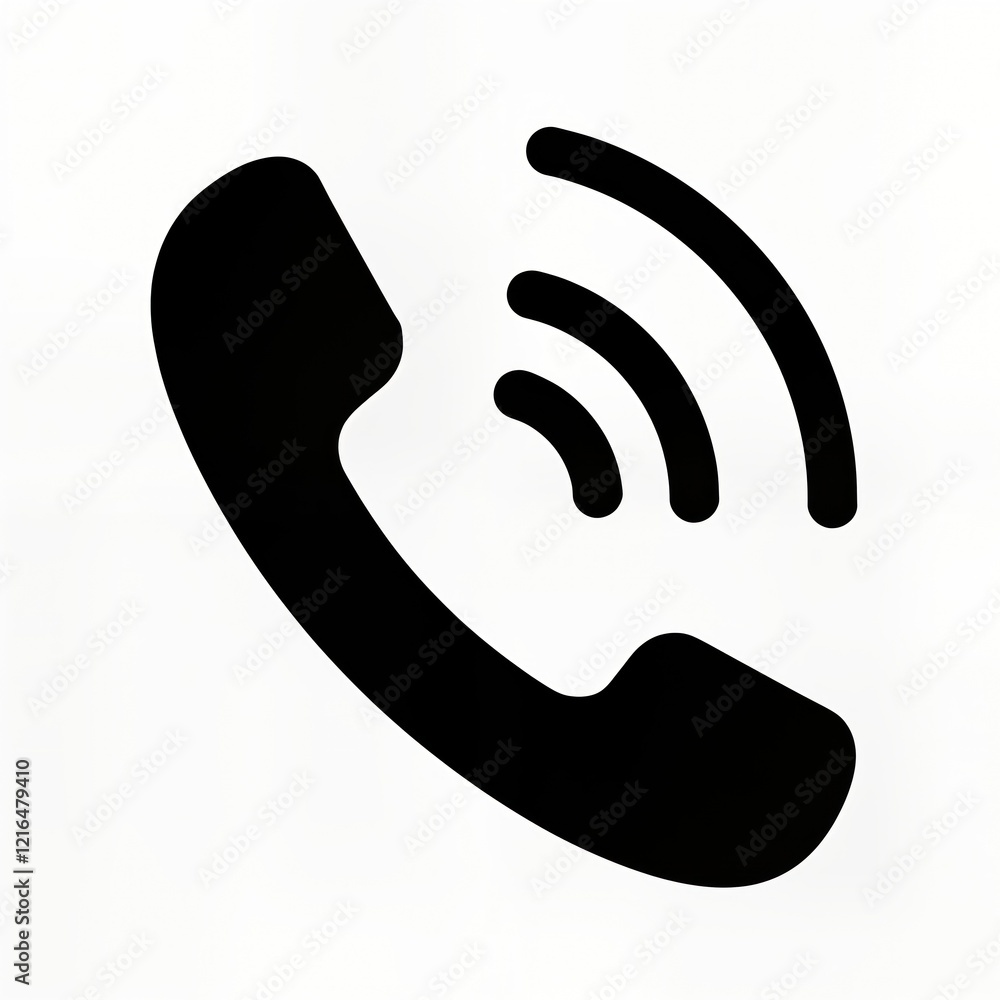 Aufkleber simple black phone icon with ringing sound waves. wireless connection symbol. stylish abstract desig