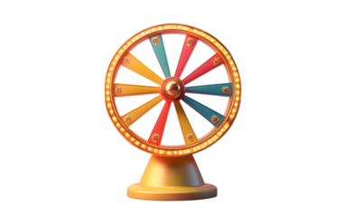 Cartoon spinning fortune wheel, fortune spinning wheel for promotion events, 3d rendering.