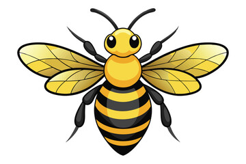 Fototapeta premium Illustration of shiny honey bee sitting white background