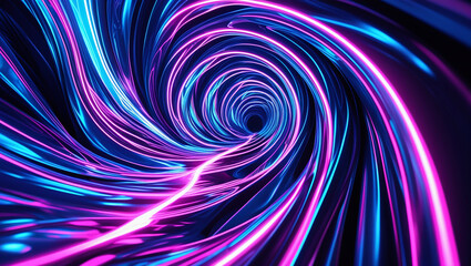 Obraz premium Abstract Light Tunnel with bright neon colors.