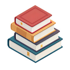 icon 3d Isometric render style of A stack of textbooks, icon, isolated on transparent background