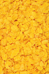 Corn-flakes background and texture. Top view. cornflake cereal box for morning breakfast.