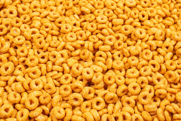 Corn-flakes background and texture. Top view.