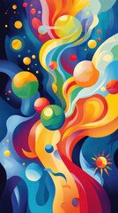 Fototapeta premium Abstract Cosmic Swirls Vibrant Planets and Stars