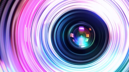 Vibrant Camera Lens Colorful Swirls Abstract Background