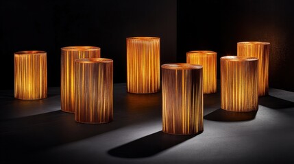 Shiny copper wire rolls placed in a studio setup with dramatic lighting.