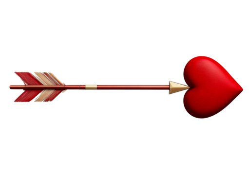Arrow with heart isolated on transparent or white background