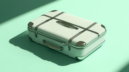 Soft fabric suitcase with multiple zippers, placed on a cool mint green background.