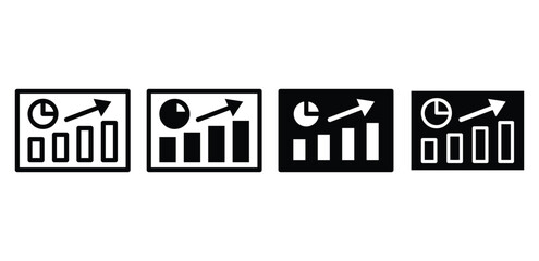 analytics data grow up icon concept vector design black white color simple flat modern style illustration collection isolated