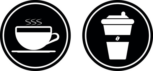 Coffee Cup Vector Icons - Black Silhouette Set with Steam - Perfect for Cafe Branding and Menu Design