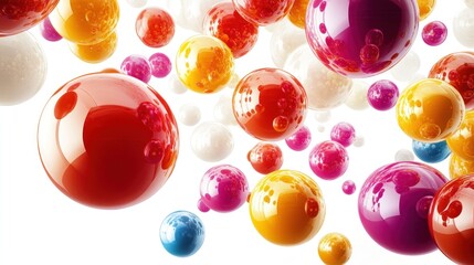 Fototapeta premium Vibrant Colorful Glossy Spheres Floating White Background