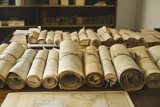 Ancient Scrolls in a Historical Library