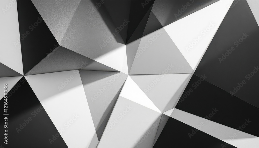 Poster abstract geometric pattern in black and white with triangular shapes