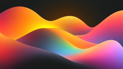 Vibrant Colorful Waves Abstract Dark Background Design