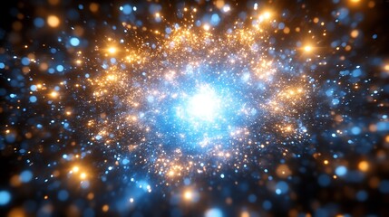 Obraz premium Abstract Blue And Gold Sparkle Galaxy