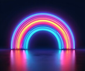 Neon rainbow on a dark background