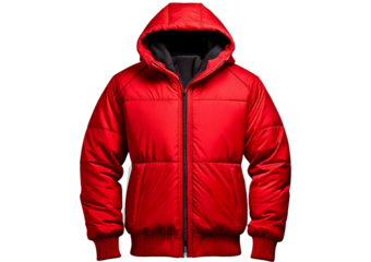 Stylish Red Hooded Jacket for Cold Weather isolated on transparent or white background