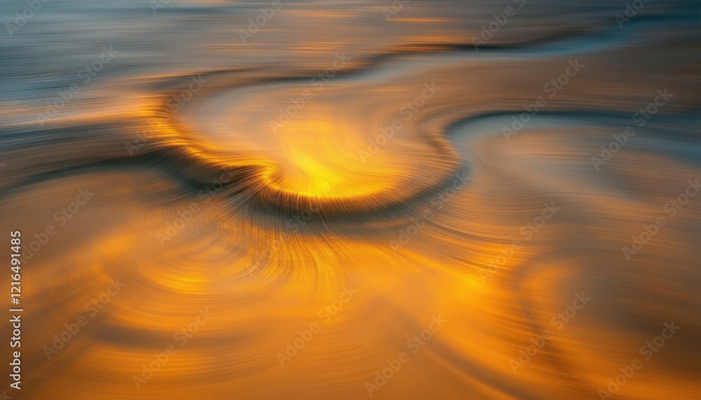 Aufkleber golden sunset reflections on ocean waves creating abstract patterns