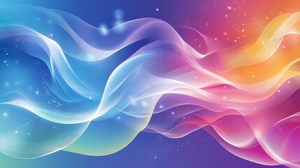 Abstract Colorful Waves and Glowing Particles Background