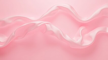 A soft pink satin wave pattern with flowing curves and smooth textures, creating a light and elegant fabric backdrop. Generative AI